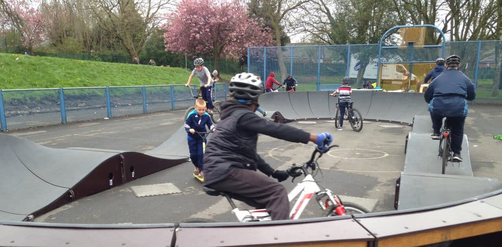 Salford Community bike session with modular pumptrack